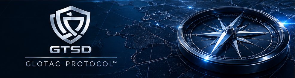 A compass over a global network map, representing the GLOTAC Protocol's structured approach to security and preparedness.
