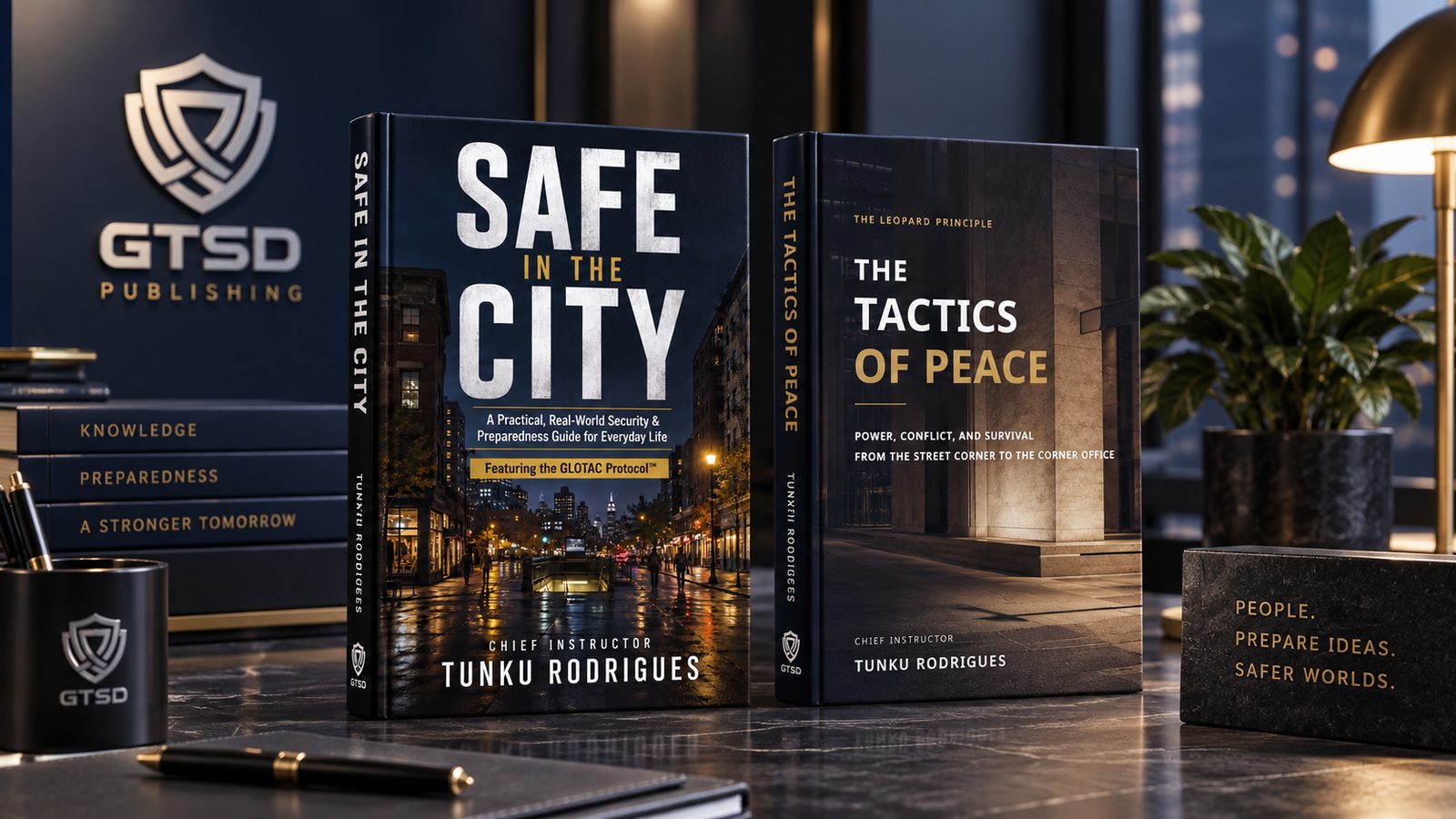 GTSD Publishing hardcover editions of Safe in the City and The Tactics of Peace by Chief Instructor Tunku Rodrigues.
